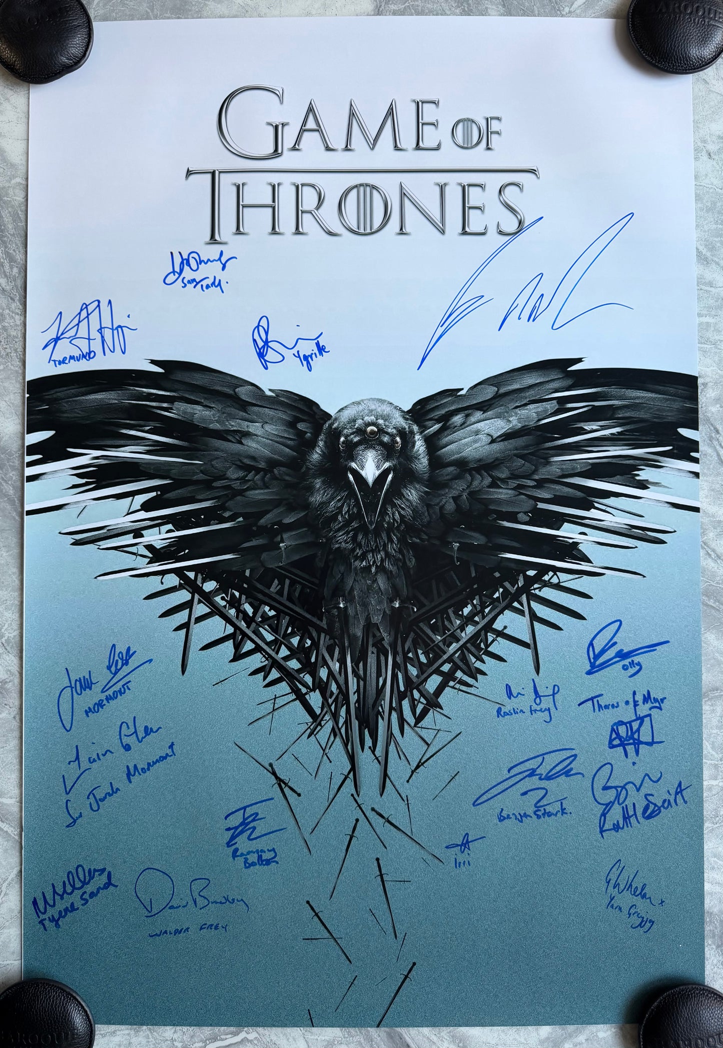 GRRM & 15 Cast Signed Game Of Thrones 24x36” Maxi Poster