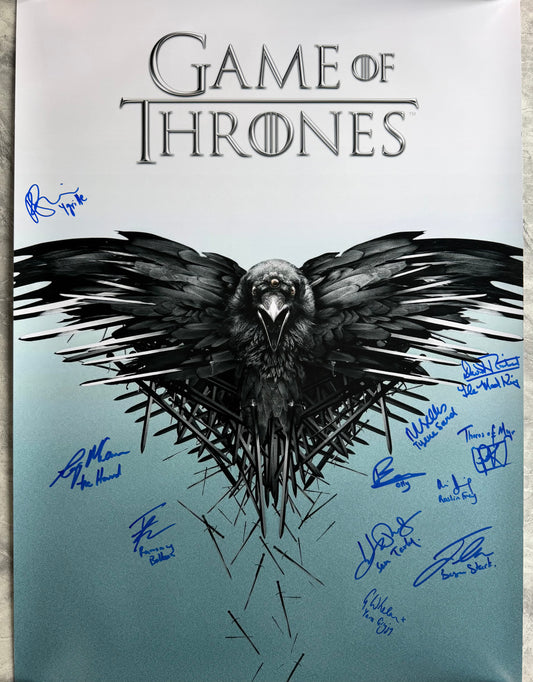 Multi 11 Cast Signed Game Of Thrones A1 Poster