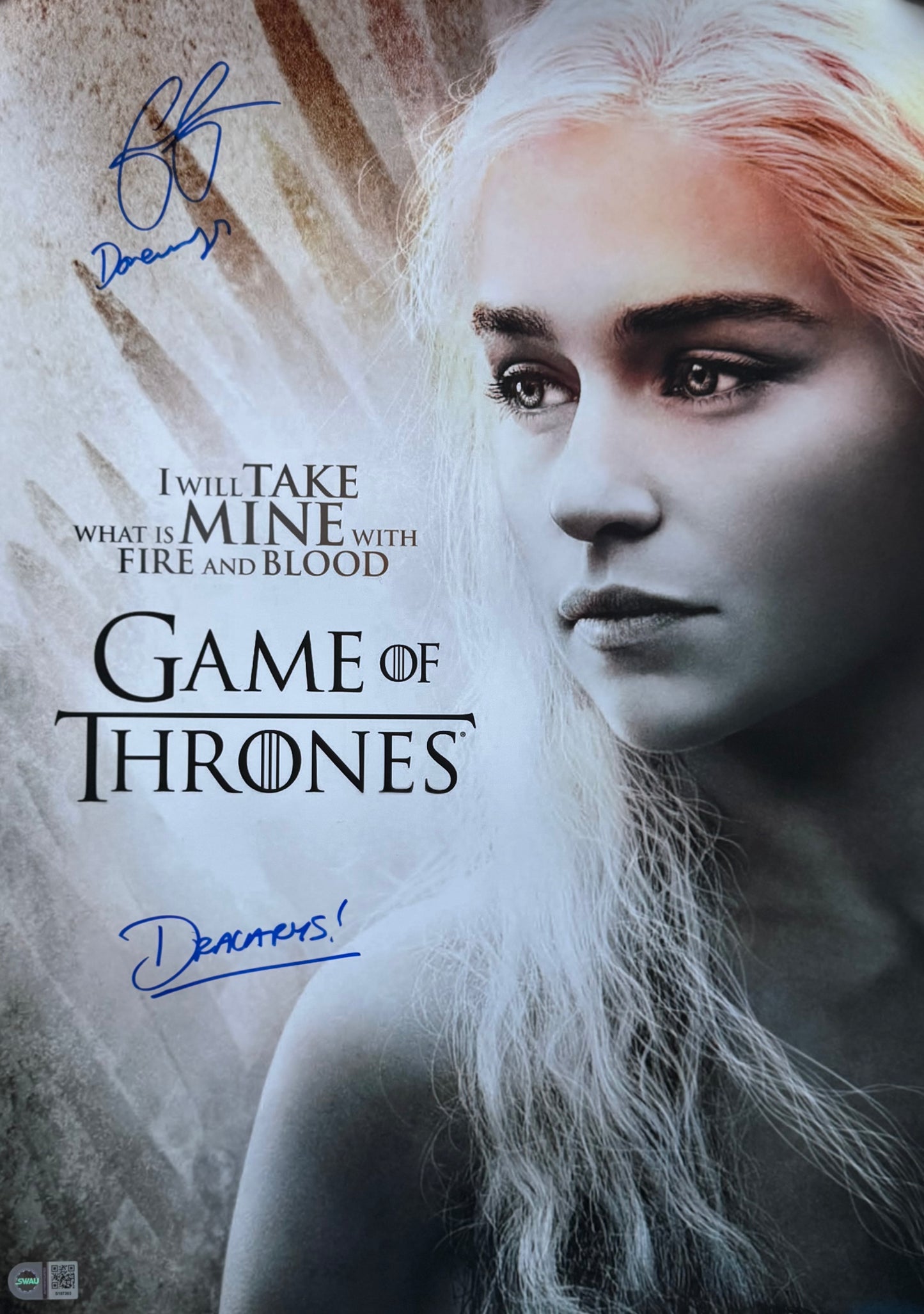 Emilia Clarke Signed Game Of Thrones A2 Poster - SWAU Authenticated