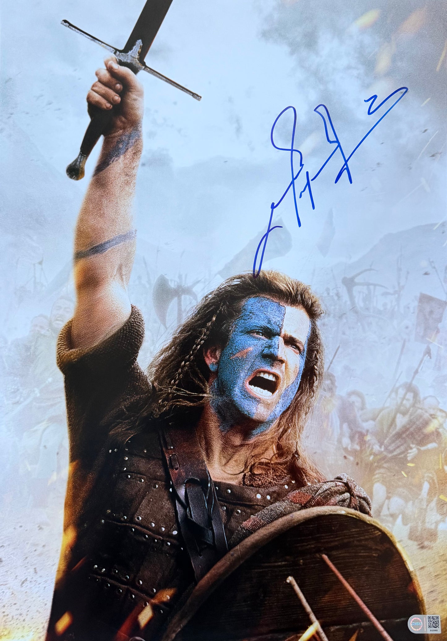 Mel Gibson Signed Braveheart Textless A2 Poster - SWAU Authenticated