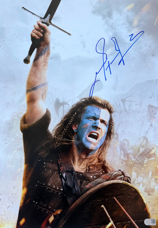 Mel Gibson Signed Braveheart Textless A2 Poster - SWAU Authenticated