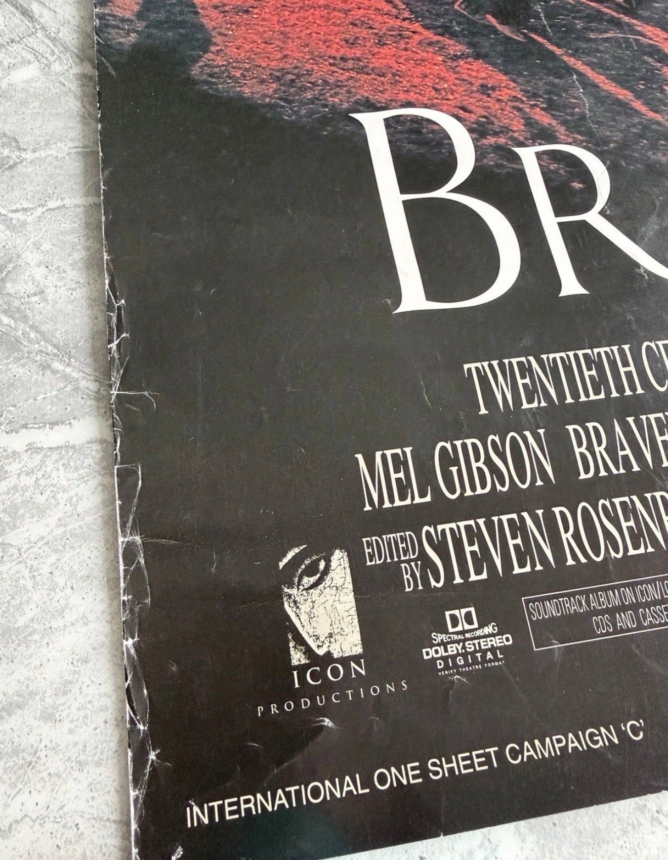 Mel Gibson Signed Braveheart Original Double Sided 27x40” One Sheet Poster - SWAU Authenticated