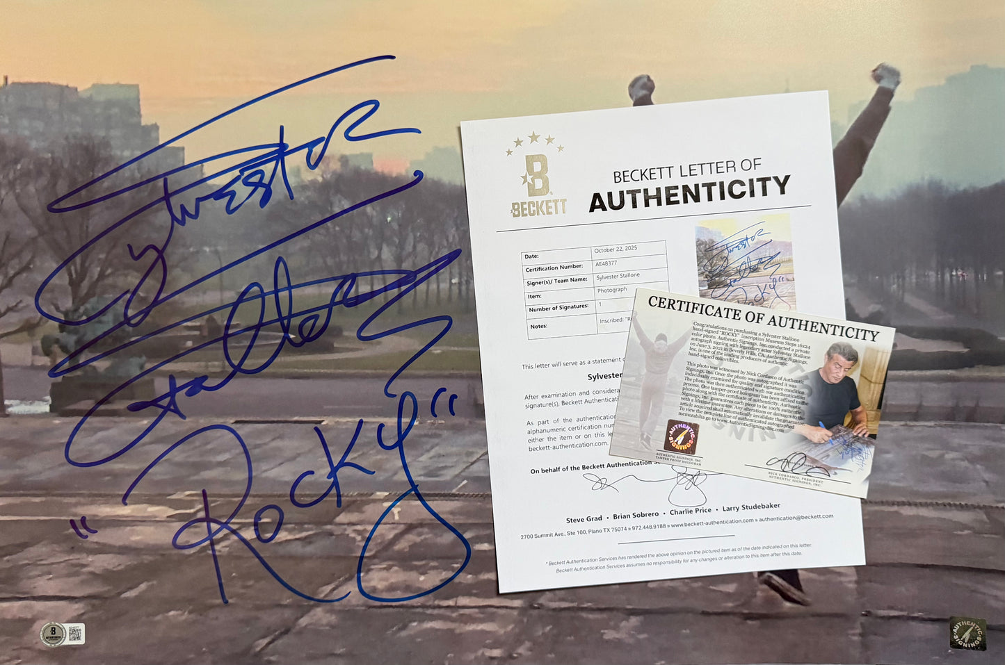 Sylvester Stallone Signed Rocky 16x24” Photo - Full Beckett Letter Of Authenticity