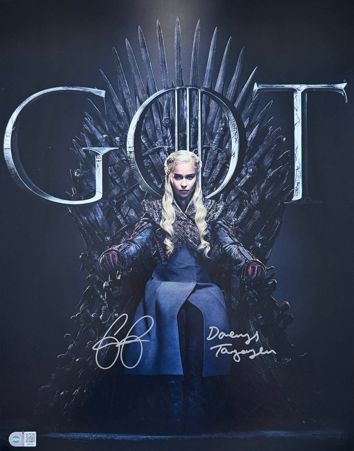 Emilia Clarke Signed Game Of Thrones 16x20” Photo - SWAU Authenticated