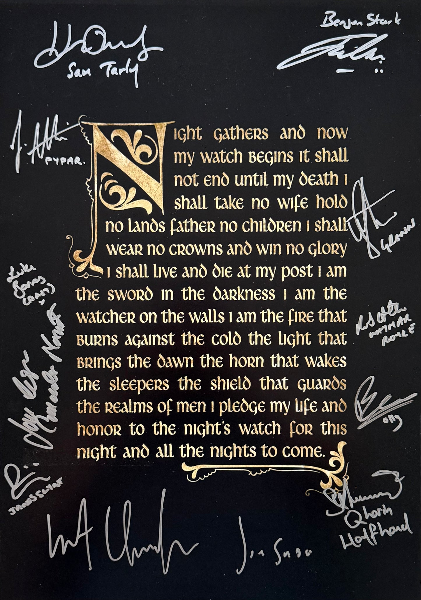 Kit Harington & 10 Brothers Of The Nights Watch Signed Game Of Thrones A2 Oath Poster
