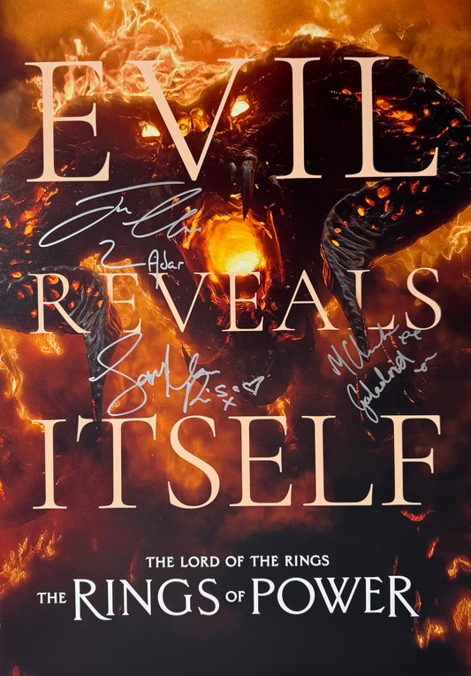 Morfydd Clarke, Joseph Mawle & Sophia Nomvete Signed Rings Of Power A2 Poster