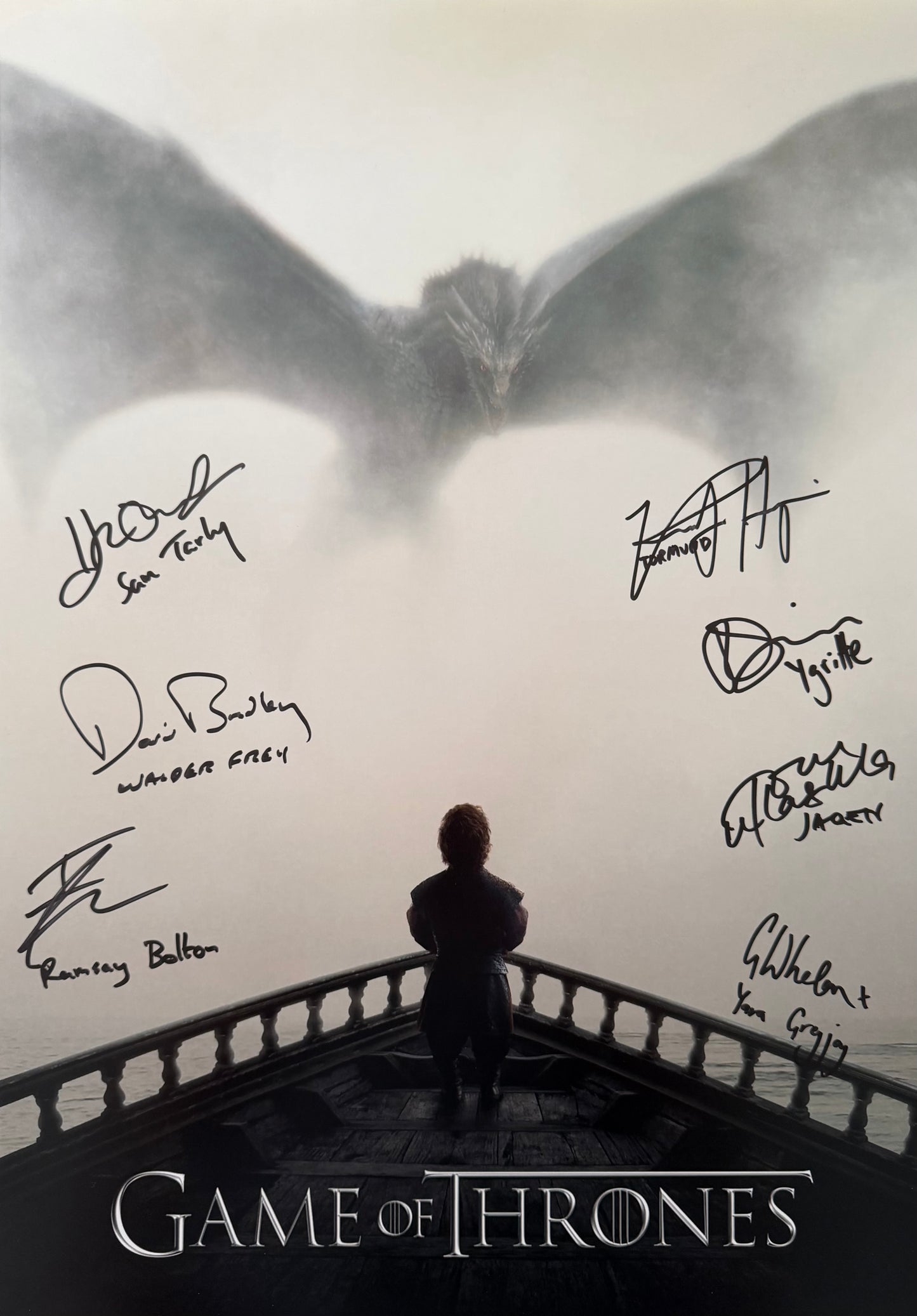 Multi 7 Cast Signed Game Of Thrones A2 Poster Project Starter Piece