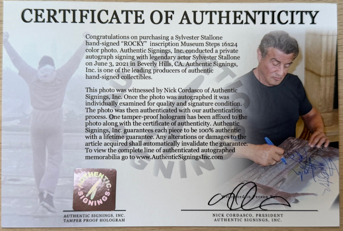Sylvester Stallone Signed HUGE Rocky Framed Photo With Rare Rocky Inscription!