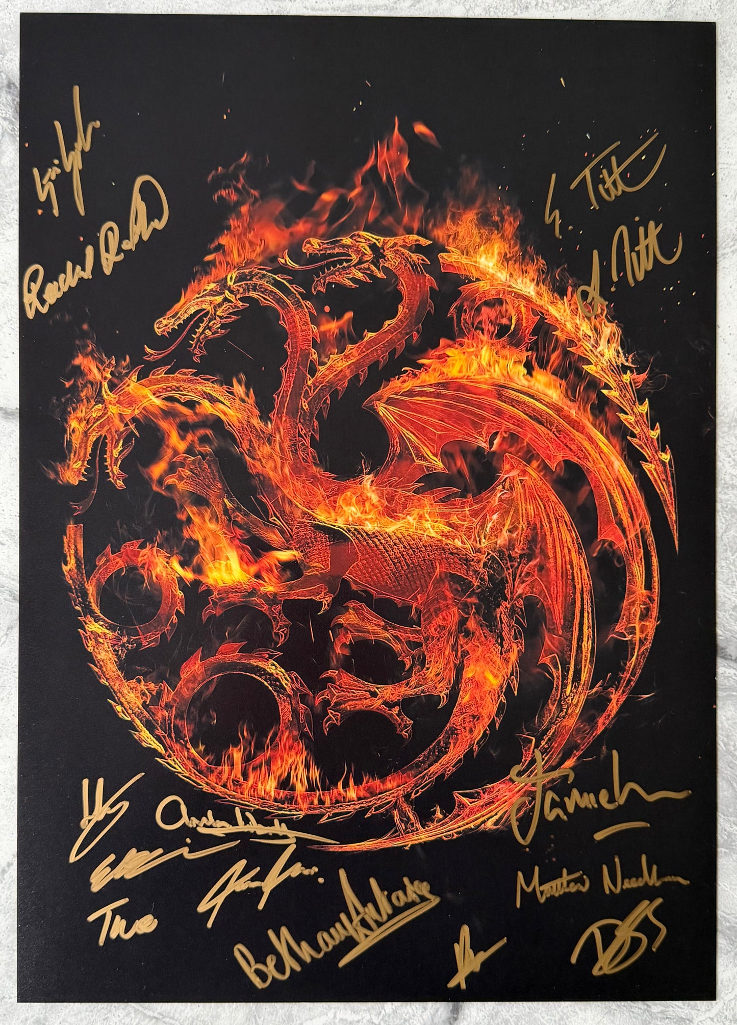 Multi 12 Cast Signed House Of The Dragon A3 Poster