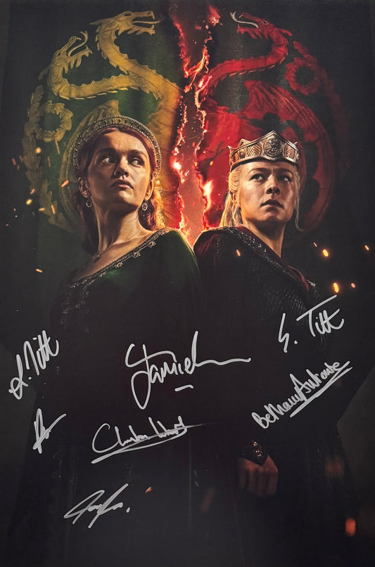 Multi 7 Cast Signed House Of The Dragon Textless 12x18” Project Starter Poster