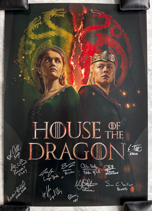 12 Cast Multi Signed House Of The Dragon Large A1 Project Starter Poster