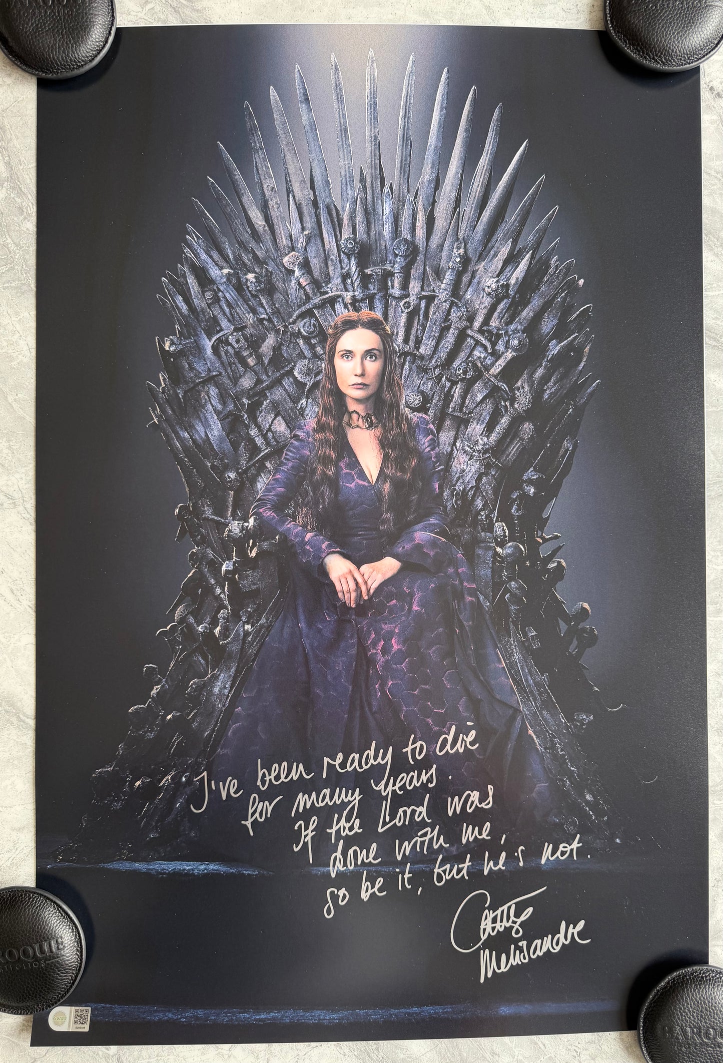 Carice Van Houten Signed Game Of Thrones 20x30” Photo With Long Quote & Photo Proof - SWAU Authenticated