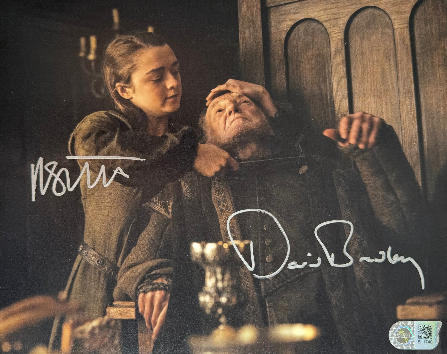 Maisie Williams & David Bradley Dual Signed Game Of Thrones 8x10” Photo - SWAU Witnessed
