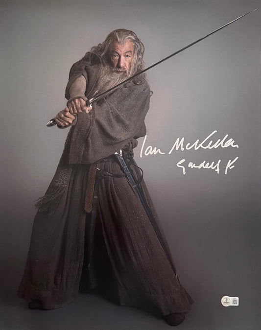 Sir Ian Mckellen Signed LOTR 16x20” Photo With Rare Character Name - Full Beckett Letter Of Authenticity
