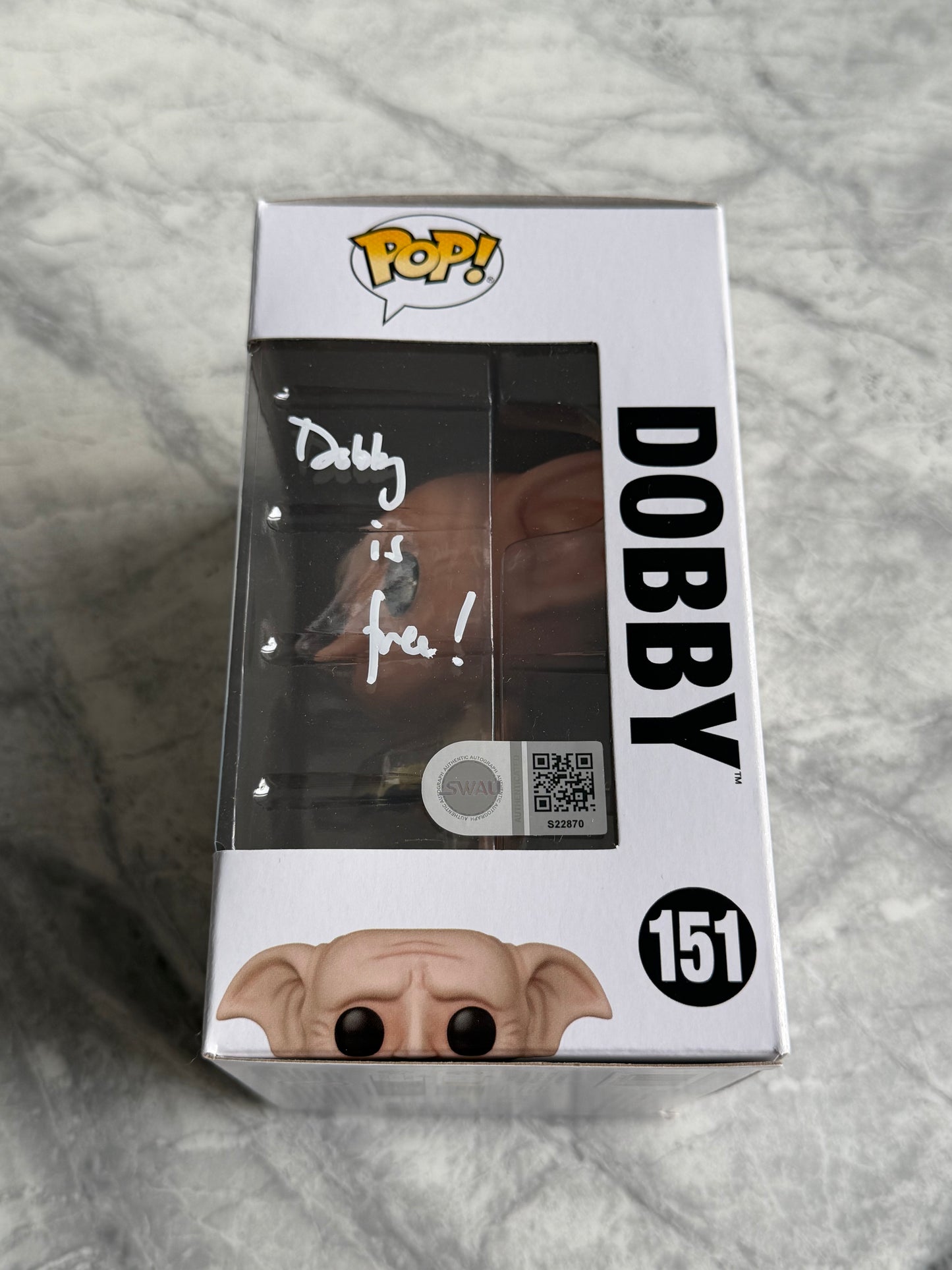 Toby Jones Signed Harry Potter Dobby Funko Pop With Rare Quote - SWAU Authenticated