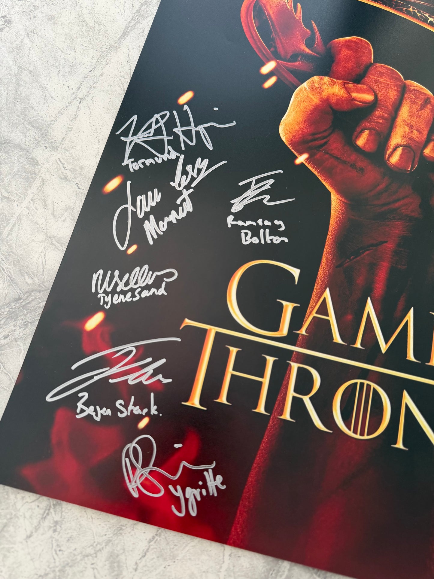 12 Cast Signed Game Of Thrones A2 Poster Project Starter Piece