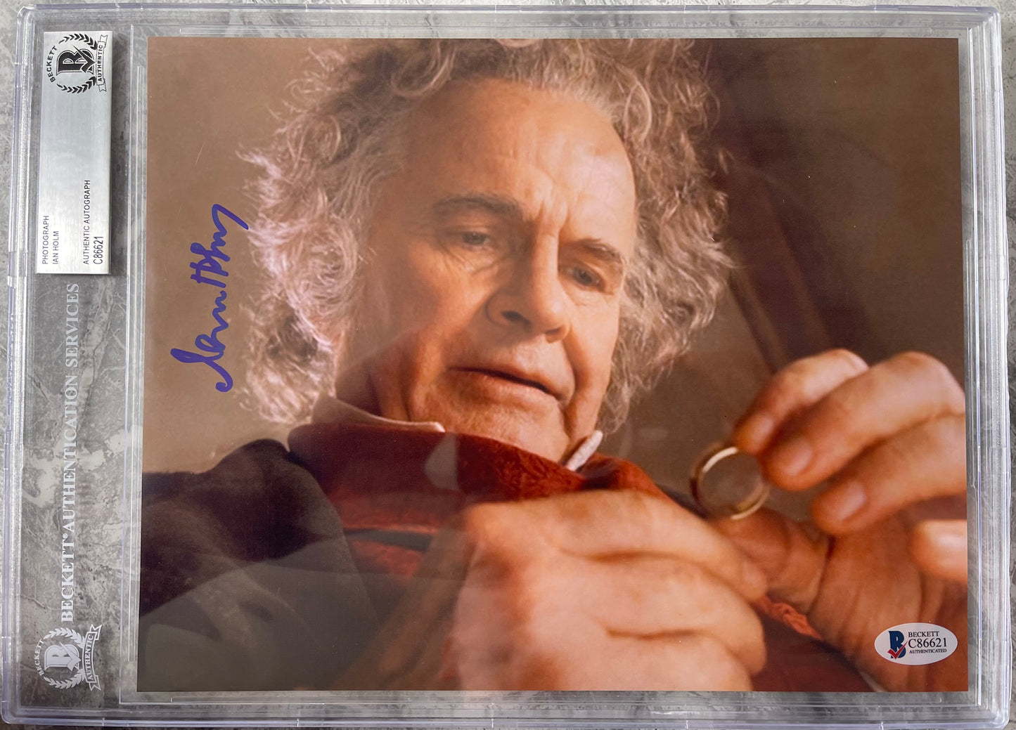 Sir Ian Holm Signed LOTR 8x10” Photo - Beckett Authenticated & Encapsulated