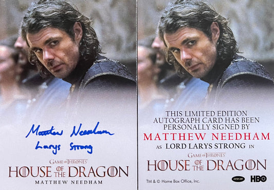 Mathew Needham Signed Custom House Of The Dragon Autograph Card