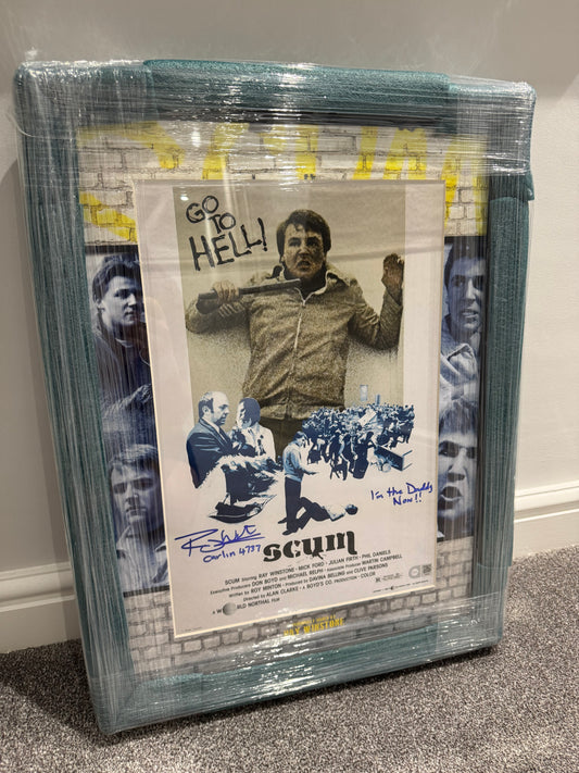 Ray Winstone Signed & Framed Scum Poster With Rare Incriptions - SWAU Authenticated