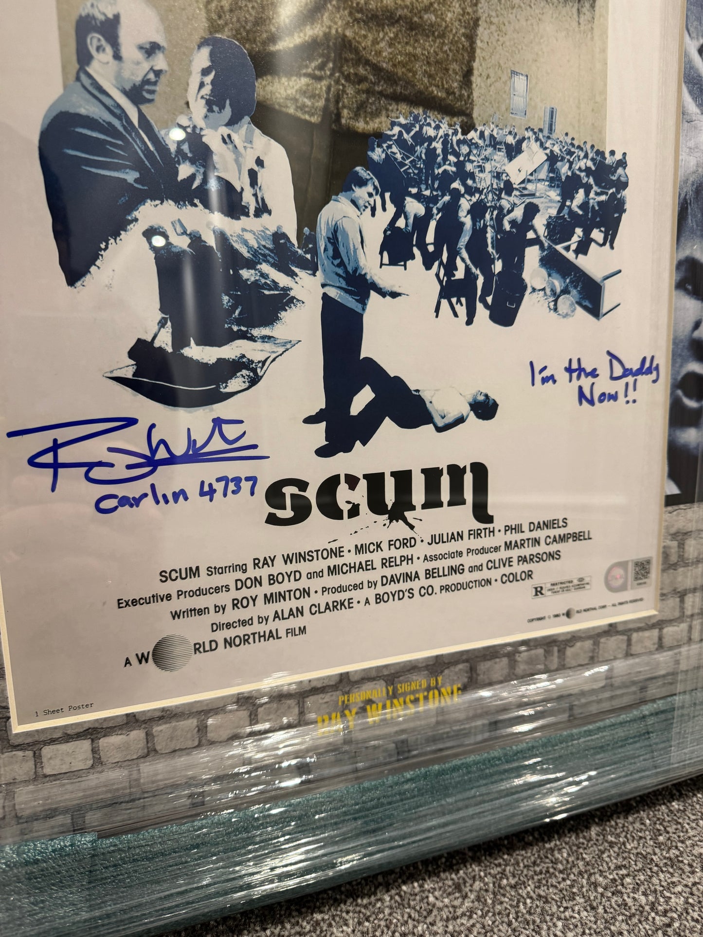 Ray Winstone Signed & Framed Scum Poster With Rare Incriptions - SWAU Authenticated