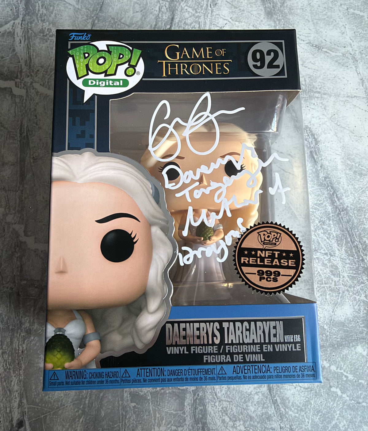 Emilia Clarke Signed Game Of Thrones Daenerys Targaryen NFT Digital Funko Pop With Quote! - SWAU Authenticated