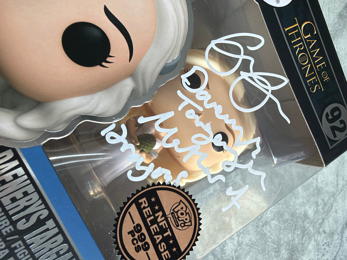 Emilia Clarke Signed Game Of Thrones Daenerys Targaryen NFT Digital Funko Pop With Quote! - SWAU Authenticated