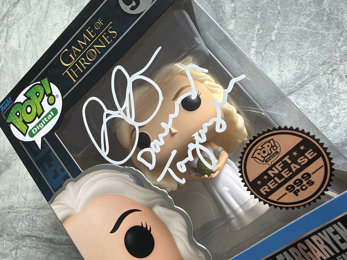 Emilia Clarke Signed Game Of Thrones Daenerys Targaryen NFT Digital Funko Pop With Quote! - SWAU Authenticated