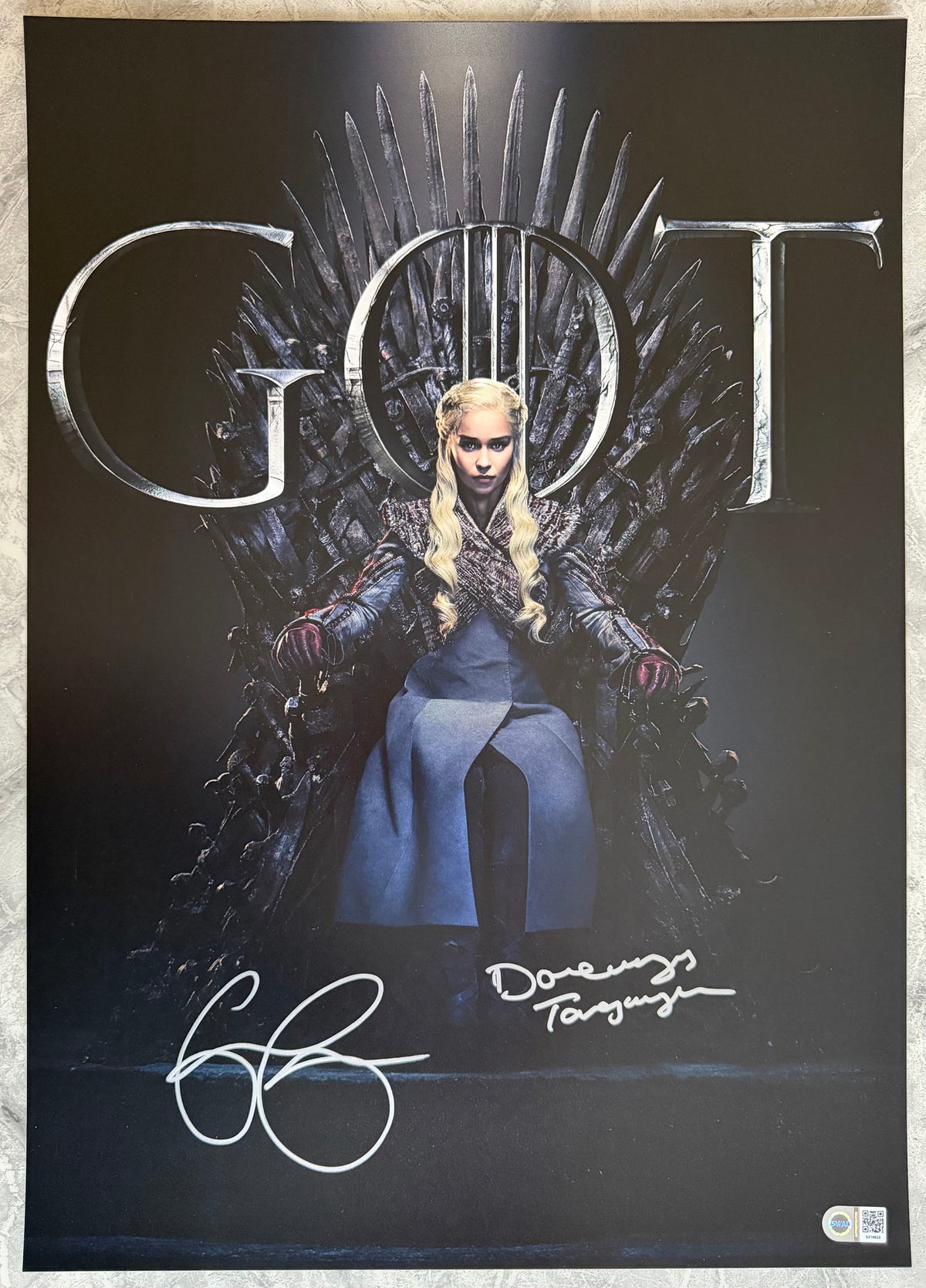 Emilia Clarke Signed Game Of Thrones A2 Poster - SWAU Authenticated