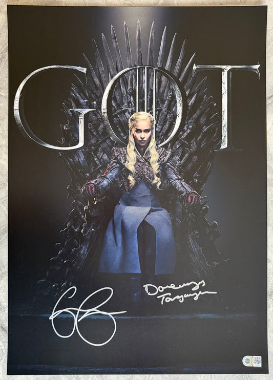 Emilia Clarke Signed Game Of Thrones A2 Poster - SWAU Authenticated