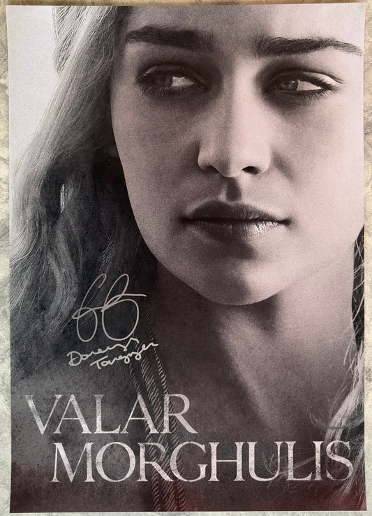 Emilia Clarke Signed Game Of Thrones A2 Poster - SWAU Authenticated