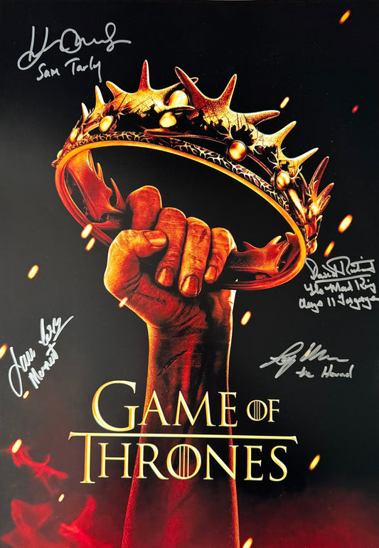 Multi 4 Cast Signed Game Of Thrones A2 Poster