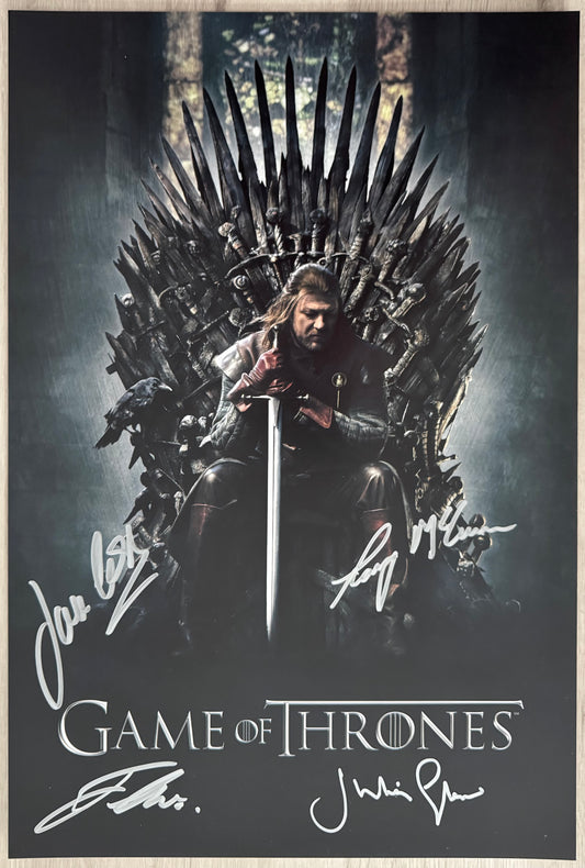 Multi 4 Cast Signed Game Of Thrones 12x18” Budget Poster