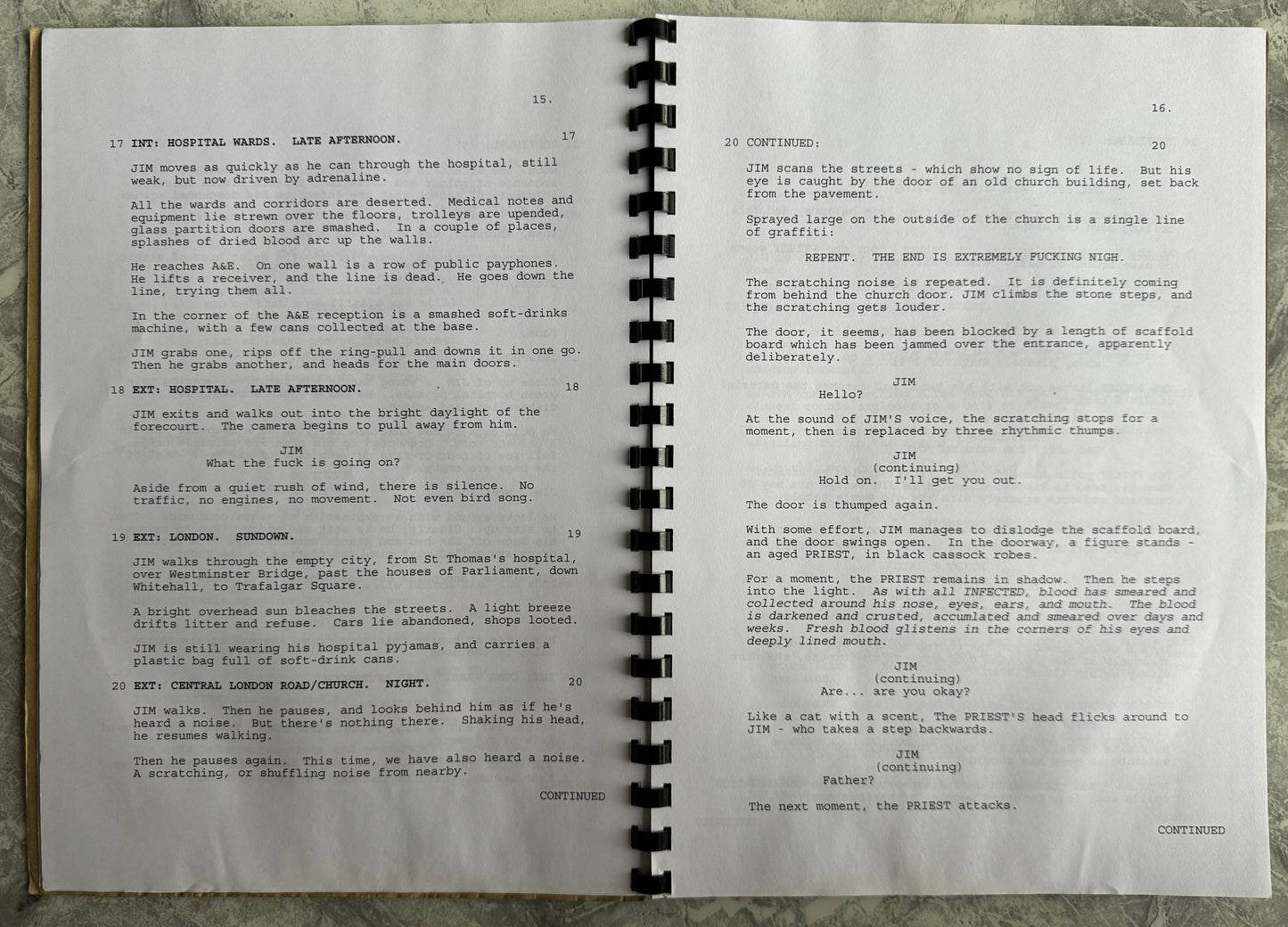 28 Days Later 2002 Original Film Script