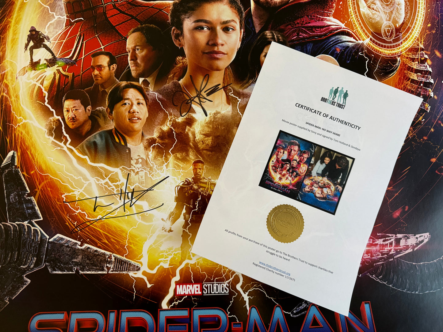 Tom Holland & Zendaya Dual Signed No Way Home 27x40” Poster