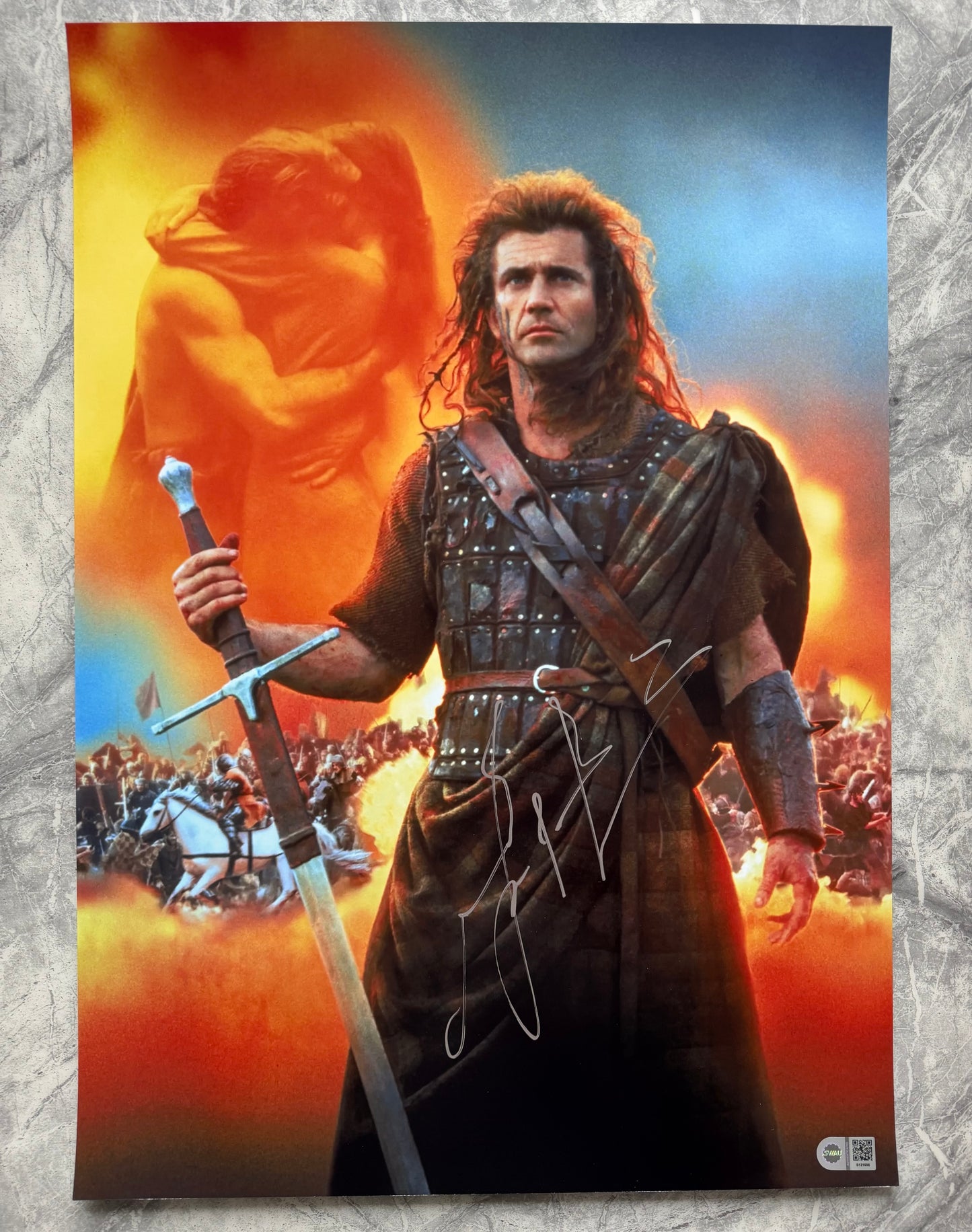 Mel Gibson Signed Braveheart A2 Poster - SWAU Authenticated