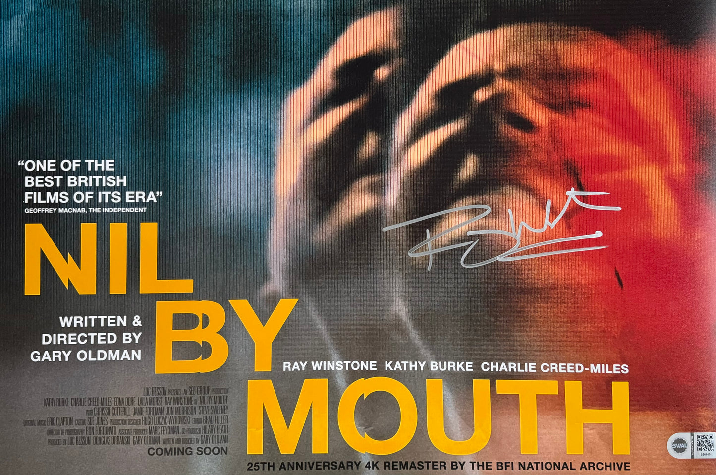 Ray Winstone Signed Nil By Mouth 12x18" Poster - SWAU Authenticated