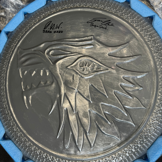 Isaac Hempstead-Wright & Joseph Mawle Signed Official Stark Replica Shoeld By Valyrian Steel