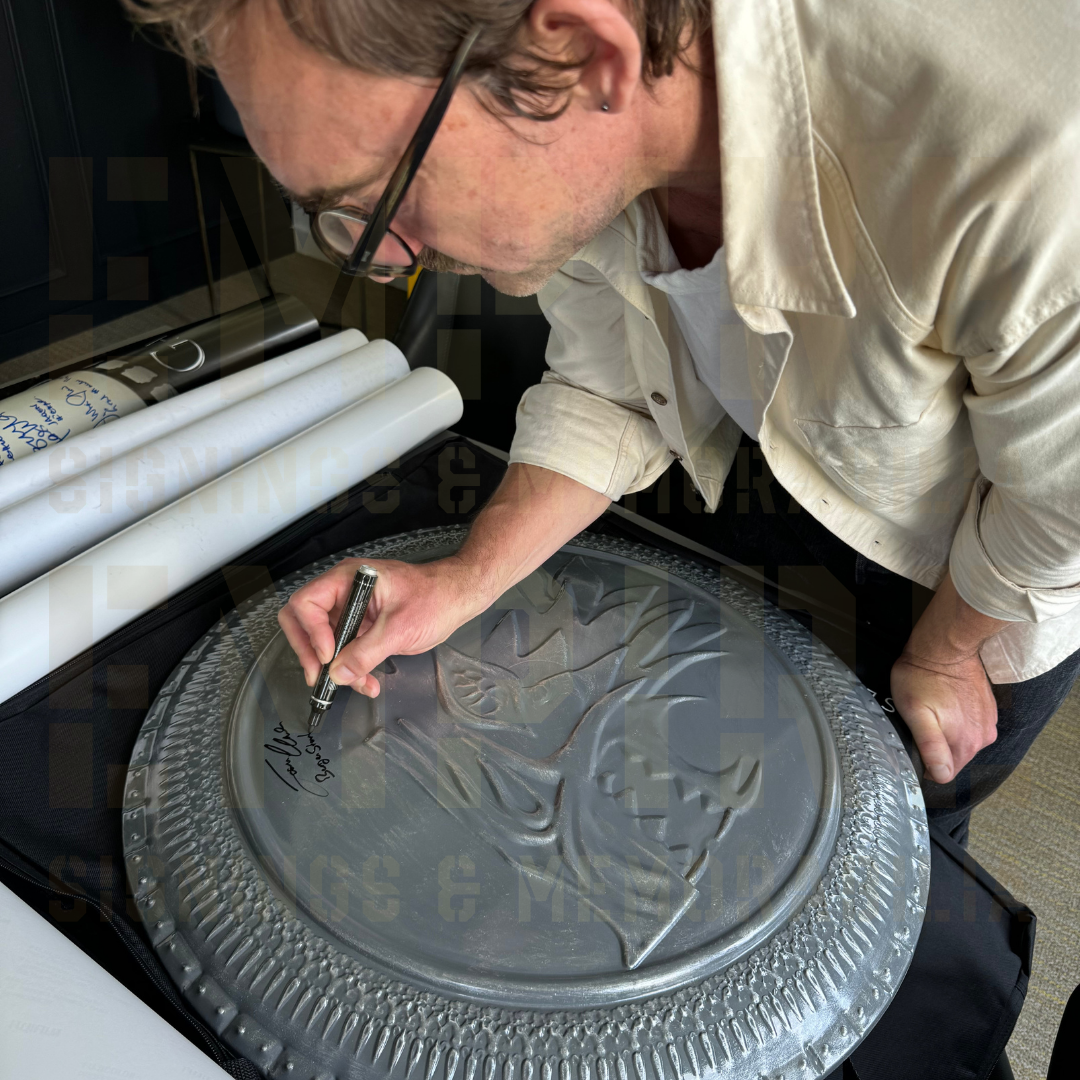 Isaac Hempstead-Wright & Joseph Mawle Signed Official Stark Replica Shoeld By Valyrian Steel